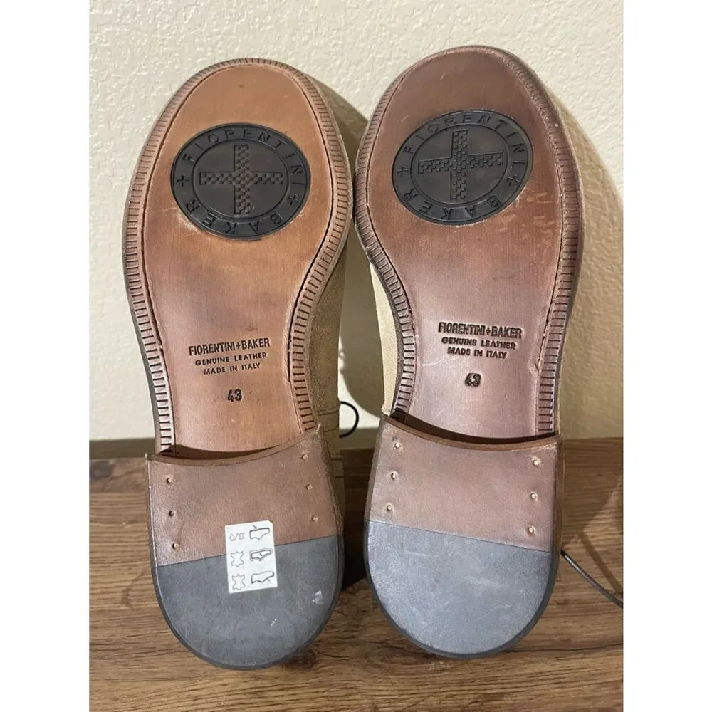 Florentini + Baker Men's Suede Chukka Boots in Beige Suede with Dark Laces